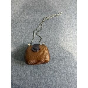 Vintage Le Sac Straw Clam Shell Vacation Beach Boho Small Chain Bag Purse
